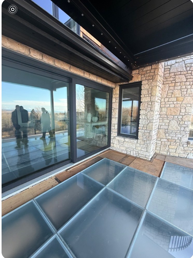 Glass patio detail near sliding doors