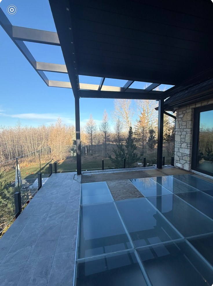 Outdoor glass floor patio overview
