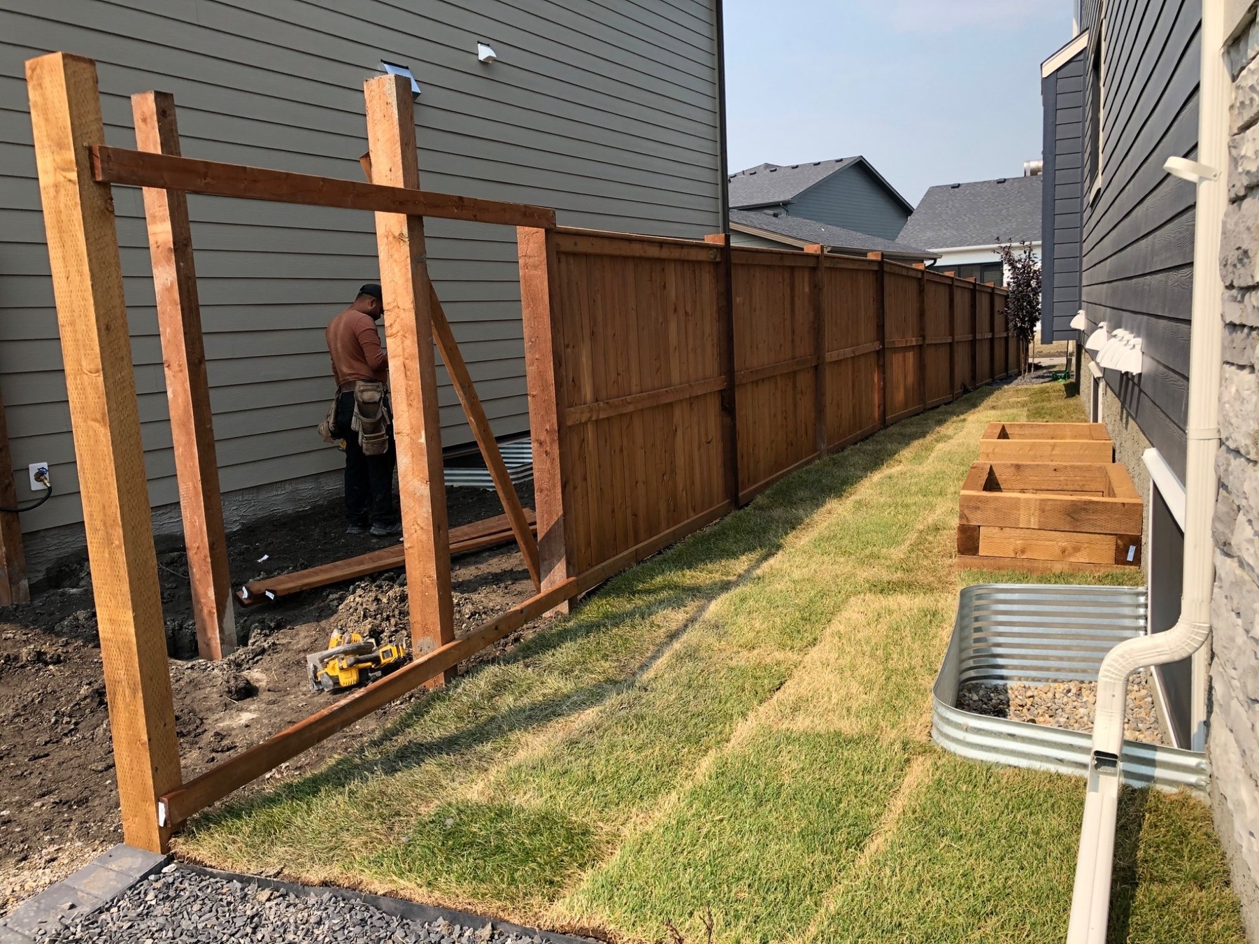 Fence framing in progress